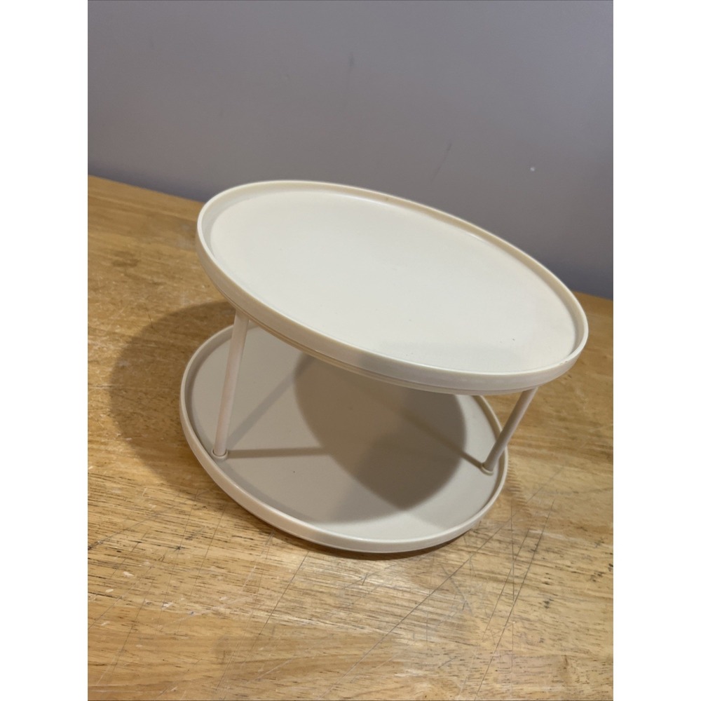 Vintage Rubbermaid 2 Tier‎ Lazy Susan Spice Turntable Round Beige/Almond